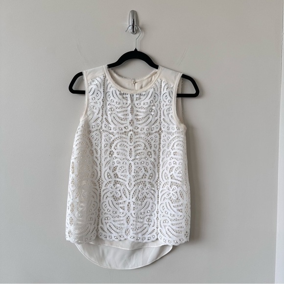 Kate Spade-Lace Front Dainty Sleeveless Blouse (Size:XS) - Picture 1 of 10